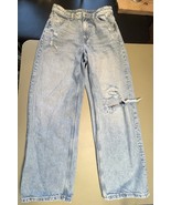 H&amp;M   &amp;Denim Baggy Jeans Loose Fit High Waist Women’s 8 Blue Distressed - $342.54 MXN