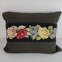 Spring Floral Needlepoint Pillow Feather Insert Multicolor Wool 21x15&quot; Tassel - £18.27 GBP