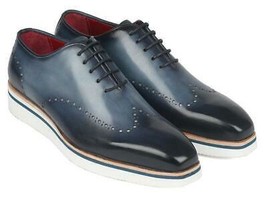 Paul Parkman Mens Shoes Oxfords Navy Blue Wingtip Casual Handmade 187-NAVY - $329.99