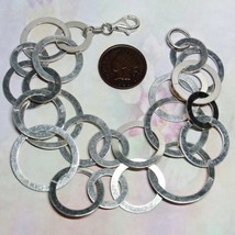 2 Strand Rows Sterling Silver Circles 8&quot; Designer Bracelet Italy Karizia 17.6gr - £34.22 GBP