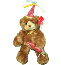 10&quot; Gund Birthday Bear Teddy Lotsa Love With Tag + Hat Plush Stuffed Tan Animal - £7.55 GBP