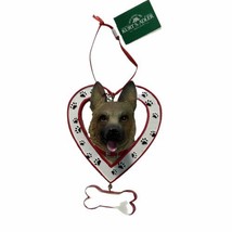 Kurt Adler German Shepherd in Paw Print Heart Hanging Christmas Ornament NWT - $10.86