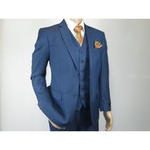 Mens Vitali Three Piece Suit Vested Sharkskin Sheen M3090 Royal blue Regular fit image 4