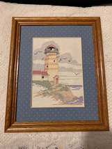 Vintage Lighthouse needlework framed wall art - $18.00