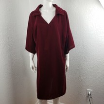 Carla Christoph Burgundy Red Velvet Dress Kimono Holiday Loungewear M L - $98.32