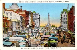 Canada Quebec Montreal Bonsecours Market Jacques Cartier 1930-1945 Postcard - $8.45