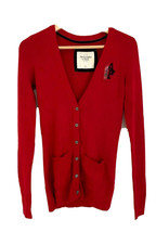 New Abercrombie &amp; Fitch Women Red V-neck Button Long Sleeve Sweater Card... - £34.95 GBP
