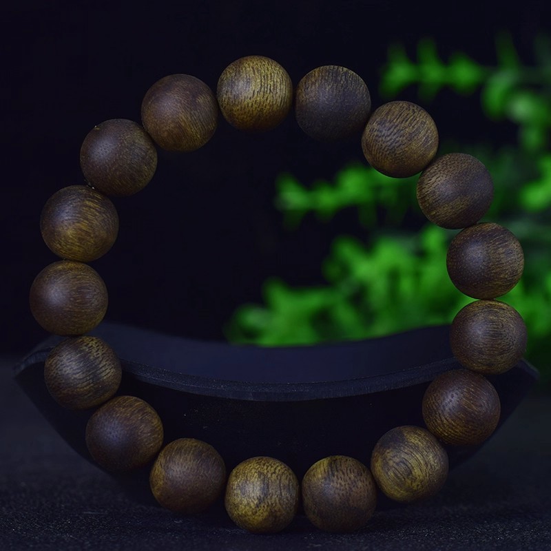 Hainan Green Kyara 14mm×15 Beads Natural Aged Agarwood - $468.00