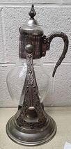 Vintage Glass - Metal Coffee Pot Warmer on Silver Plate Base - 15” High ... - $44.89