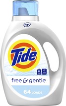 Tide Free &amp; Gentle Laundry Detergent Liquid Soap, 64 Loads, 92 Fl Oz, He Compati - £32.76 GBP