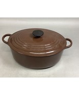 Vintage Le Creuset E Brown Enamel Cast Iron Dutch Oven - Made in France ... - $98.99
