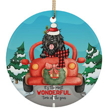 Cute Portuguese Water  Dog Ride Car The Most Time Of Year Xmas Circle Ornament - £15.75 GBP