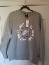 Nike &quot;Just Do It &quot; Fleece Crew  Sweatshirt Men&#39;s Gray  Size Large - $50.00