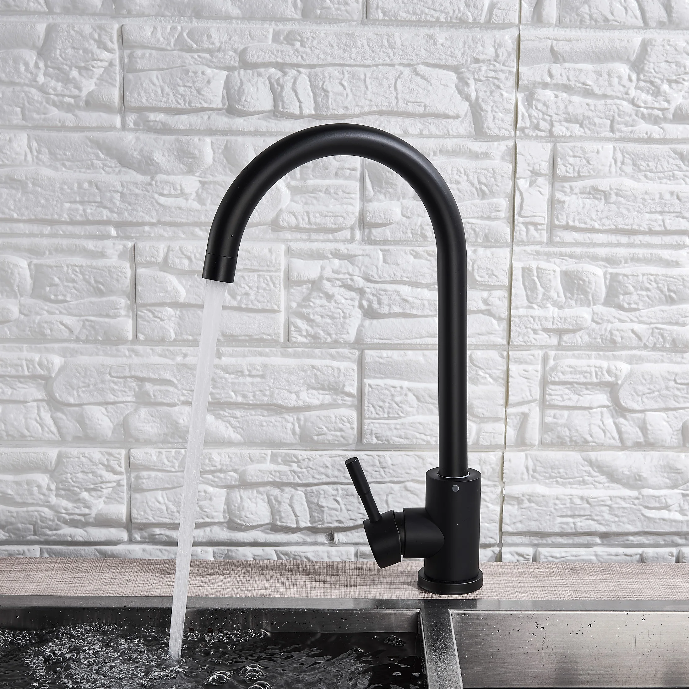 House Home Matte Black Deck-mounted 360 Degree Full Rotatable Kitchen Faucet Hig - £67.95 GBP
