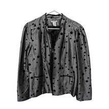 Vintage Laura Ashley Gray Silver Polka Dot Zip Up Blazer Jacket Lined La... - $99.99
