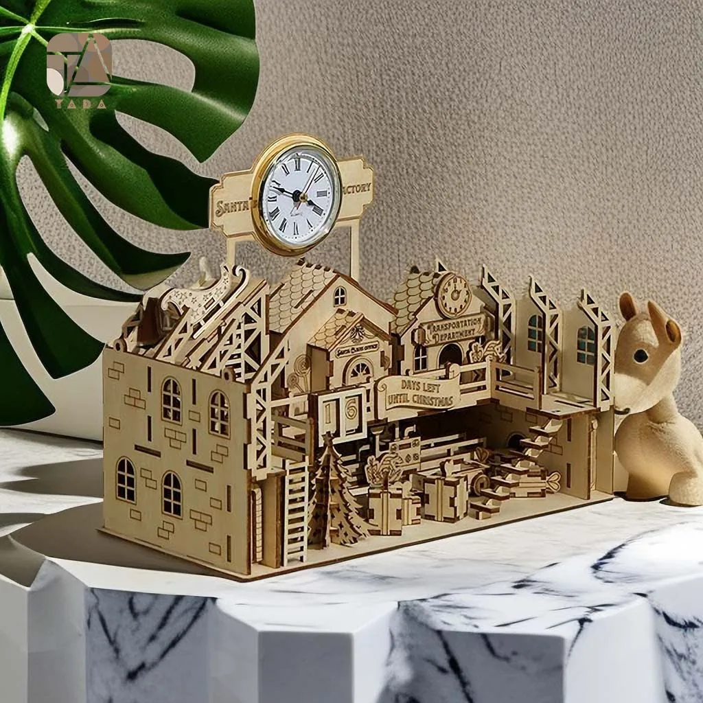 Tada 3D DIY Wooden Assembly Santa Claus Factory Model Puzzle Building Block Kits - £36.20 GBP