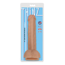 Curve Toys Thinz 8 in. Slim Dildo with Balls &amp; Suction Cup Beige - £24.19 GBP