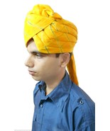 Men Hat Indian Turban Cotton Pagri Top Hats Rajasthani Yellow Safa Pag M... - £39.32 GBP