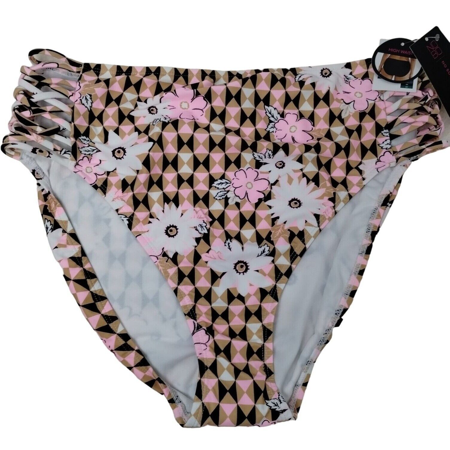 Primary image for No Boundaries Junior Girls XL Daisy Floral High Waist Lattice Side Bikini Bottom