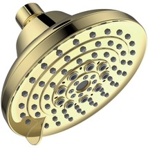 6 Spray Settings High Pressure Shower Head 5&quot; Rain Fixed Showerhead - Gold - £36.97 GBP