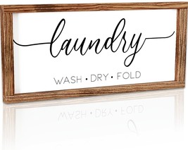 Laundry WASH DRY FOLD Sign 17&quot; x 8&quot; x .5&quot; Farmhouse Laundry Room Decor NEW - £20.15 GBP