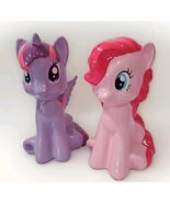 My Little Pony Ceramic Piggy Bank 2014 Hasbro Set Of 2 Pink Purple - $26.45 CAD