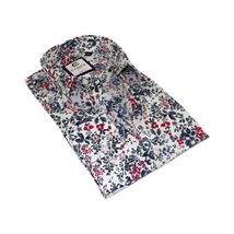 Men's Shirt By CASILA Turkey Cotton Blend Long Sleeves 501660-03 White Floral image 5