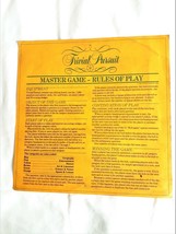 Vtg Trivial Pursuit Master Game Rules of Play 1981 Instructions  - $3.50