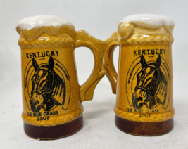 Vintage Kentucky Blue Grass State Beer Mug Shaped Salt and Pepper Shakers - $8.53