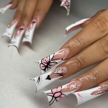 RIICFDD Press On Nails Medium Pink Duck Bow Butterfly 24 Pcs - $174.33 MXN