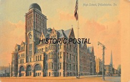 Philadelphia~ High SCHOOL~1900s Rotograph Tinted Photo Postcard - £5.61 GBP
