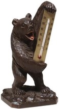 Sculpture Thermometer MOUNTAIN Lodge Standing Bear Resin Hand-Cast Hand-Painted - £129.10 GBP
