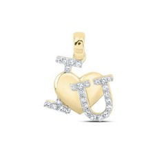10K Yellow Gold Diamond I LOVE U Heart Nicole Dream Collection Pendant 1/6 ctw - £505.27 GBP