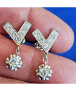 Earth mined Diamond Art Deco Statement Earrings Antique Platinum Dangles... - $8,956.06 CAD