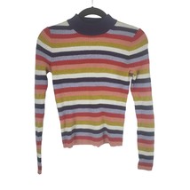 Madewell Mock Neck Sweater S Womens Wool Blend Long Sleeve Striped Multicolor - £14.93 GBP