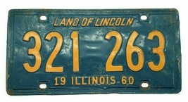 Vintage 1960 Illinois License Plate #321-263 Car Tag Blue &amp; Orange Garag... - $18.42