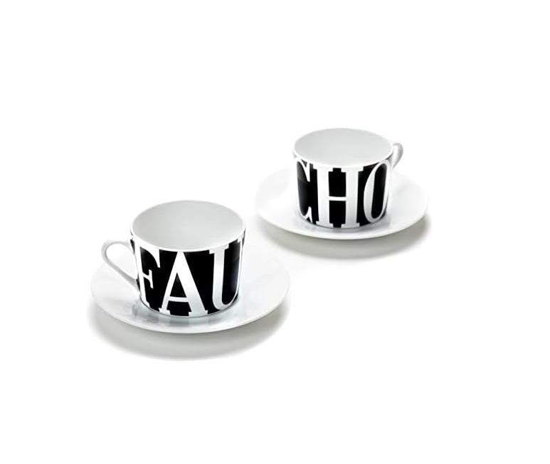 FAUCHON - 2 FAUCHON porcelain coffee cups with saucers set - 5.07oz / 150ml - $99.95
