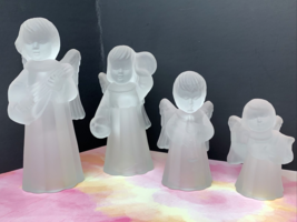 Vintage 4-piece Enesco Frosted Angels Graduated Instruments Candlestick holders - $19.79
