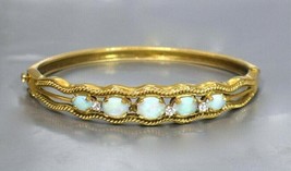 6Ct Oval Opal &amp; Künstlicher Diamant Tennis Armband 14k Vergoldet Silber 18.4cm - £113.50 GBP