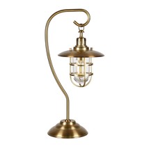 22&quot; Antiqued Brass Metal Arched Table Lamp With Brass Cage Shade - $210.82