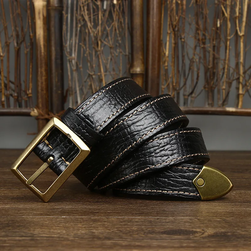 3.3CM Mens belts  Retro Super Thick Genuine Leather Belt Ceinture er Bra-105CM - £64.81 GBP