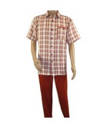 Men 2pc Walking Leisure Suit Short Sleeves DREAMS Checker 282-09 Papaya ... - $171.83 CAD