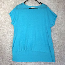 Eileen Fisher Petite Blue Linen Shirt Hi-Low Hem - Size Small - $29.95