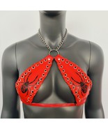 Gothic Black Spider Pattern Red Vinyl Vampira Cross Top Bra - $56.00
