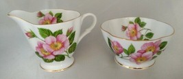 WINDSOR Bone China (England) Helianthemum Creamer Pitcher &amp; Open Sugar Bowl - £19.45 GBP