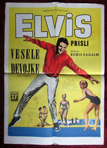 1965 Original Movie Poster Girl Happy Elvis Presley Vesele Devojke Fabares - £201.98 GBP