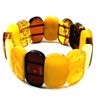 AMBER BRACELET Big Size Bangle Style Natural Baltic Amber Beads Gift Jew... - £75.89 GBP