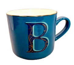 OpalHouse Monogram Initial B Coffee Mug Teal Blue with Gold Color Accent Letter - £16.39 GBP