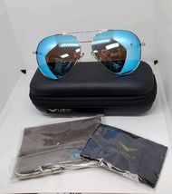 LUENX Aviator Sunglasses Polarized With Blue Mirror Coated Lenses 60mm 17-135 image 2