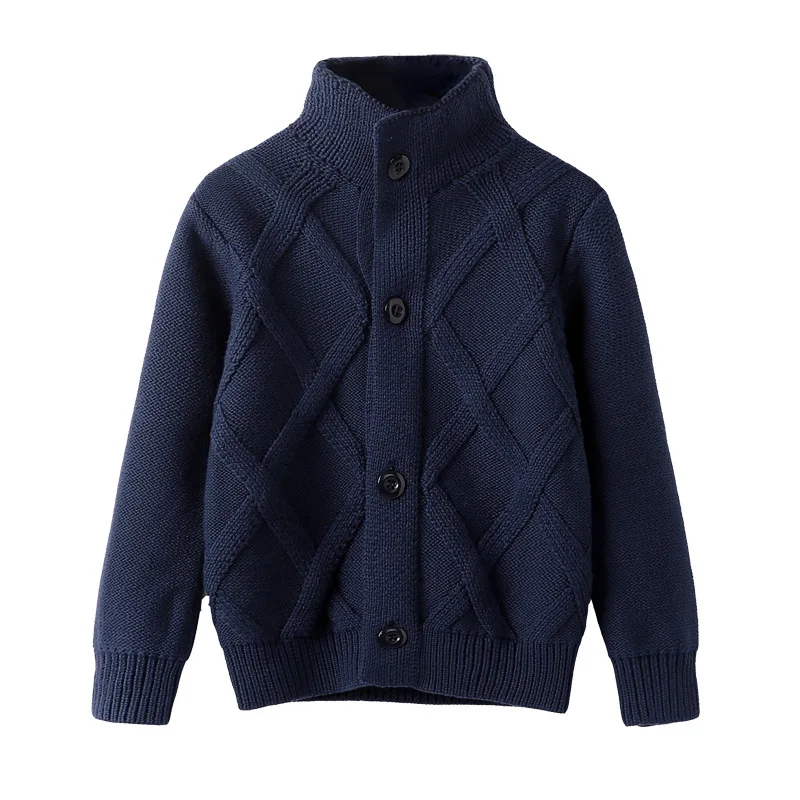 Winter Boys  Kid Thick  Bottoming neck Shirts Solid High Collar Cardigan High Qu - £84.33 GBP